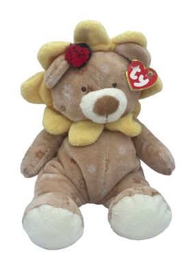 Ty Baby Blossom Teddy Bear with Yellow Flower & Ladybug